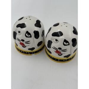 Dalmatian Black & White Harlequin Dog Salt & Pepper Shakers NIB Carol Eldridge